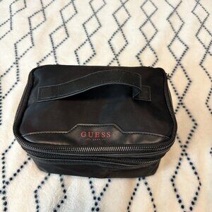 GUESS Black Nylon Logo Cosme Travel Makeup Kit Toiletry Case Bag